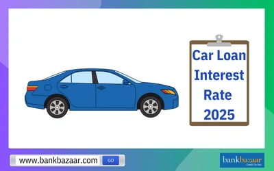 Infographic showing 2025 car loan interest rates comparison across top Indian banks