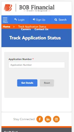 BOB Credit Card Application Status Online