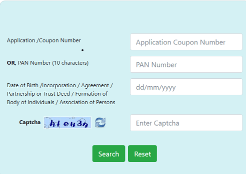 Track Pan Card status by Pan Number