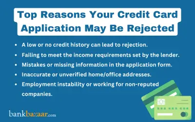 Top reasons for credit card application rejection