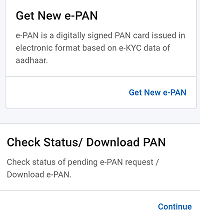 Click On Check E-PAN Card Status