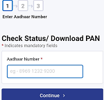 Below Check Status Enter Aadhar Number
