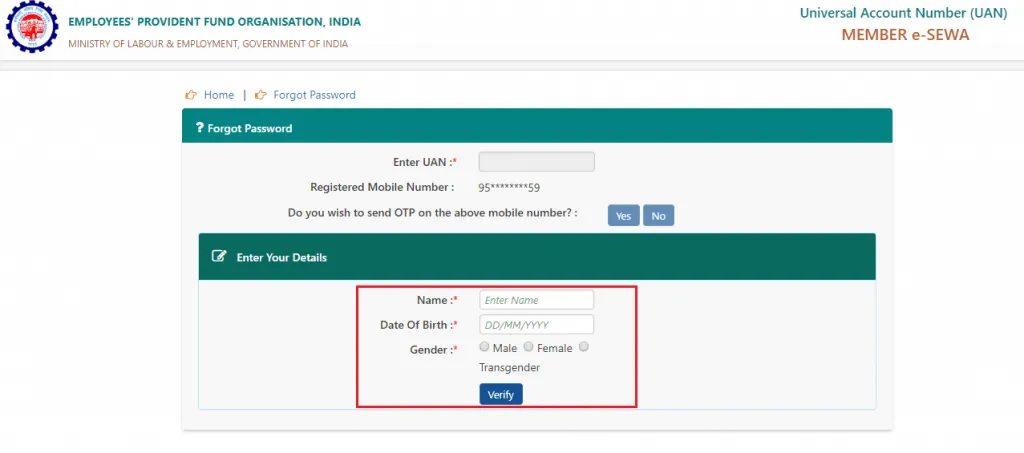 Enter Details & Verify
