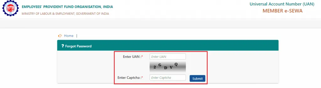 Enter UAN & Captcha Details
