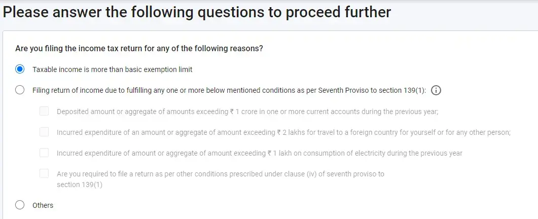 Reason to File ITR