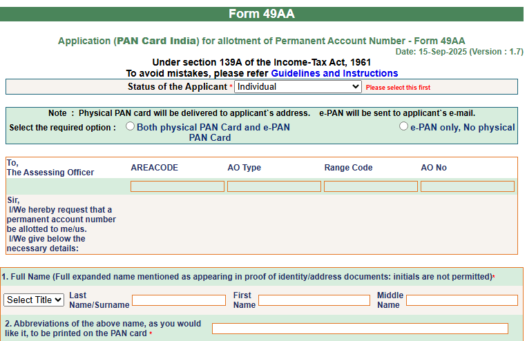 Form 49 AA