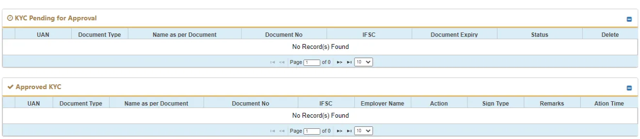 Pending KYC tab