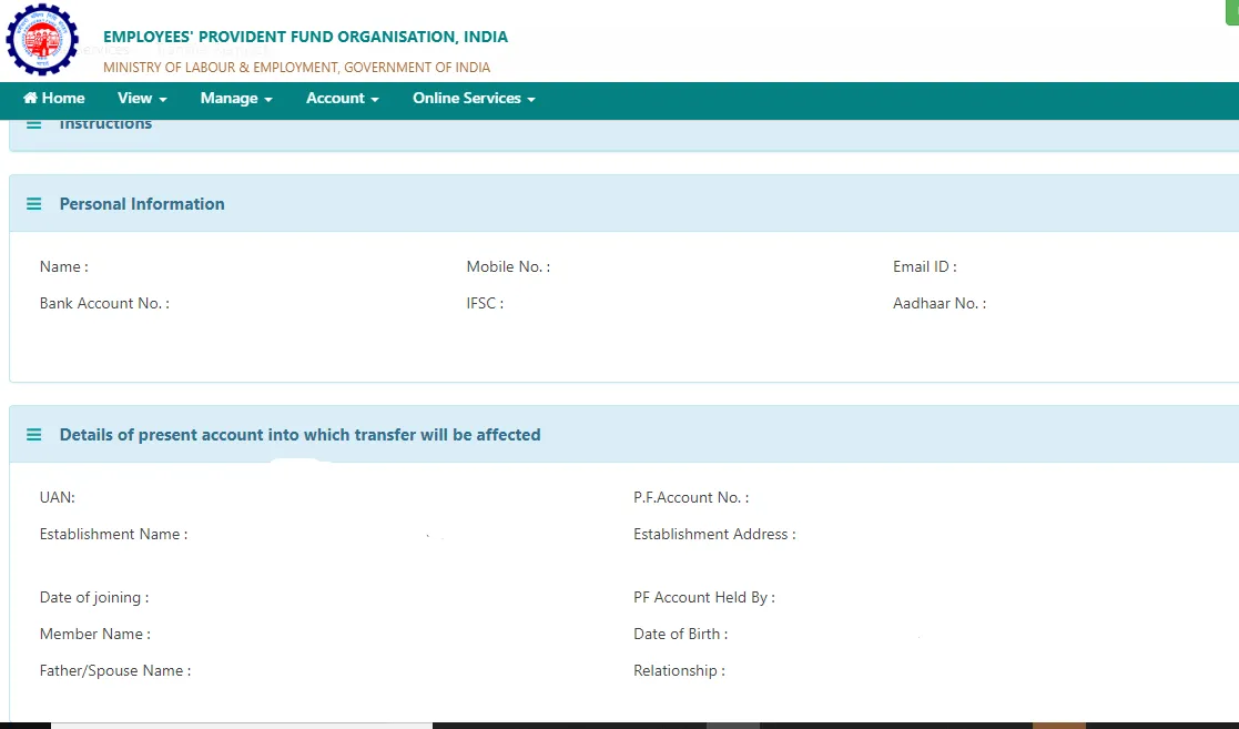 PF Account Details
