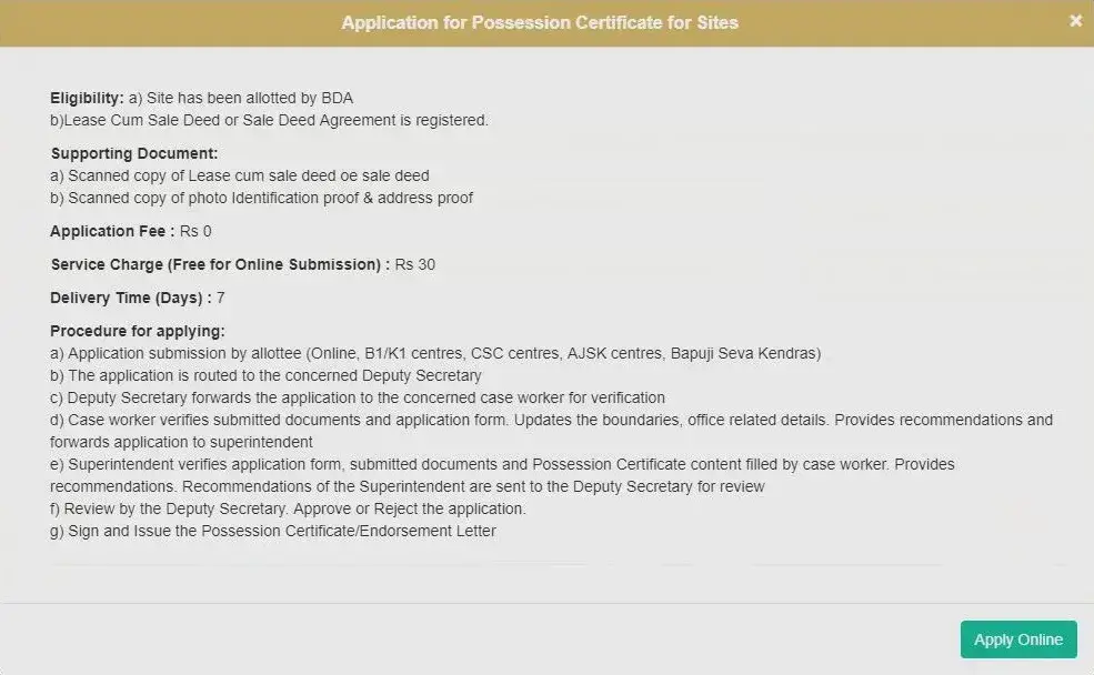 Steps to Apply for Possession Certificate in Karnataka