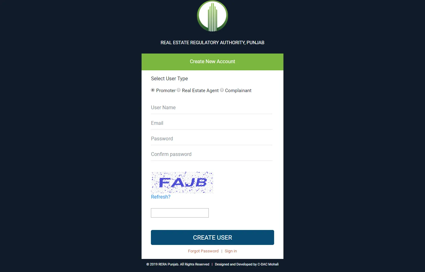 select Project Registration