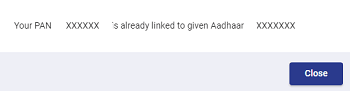 after Validate message display pan aadhar linked