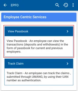 View Passbook
